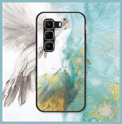 For Infinix Hot 50 Pro+ 4G, Hybrid Armor Soft Bumper Marble Glass Case Cover