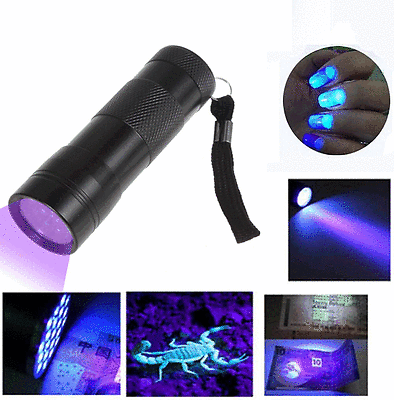 UV Ultra Violet 12 LED Flashlight Blacklight Light 395 nM Inspection Lamp Torch