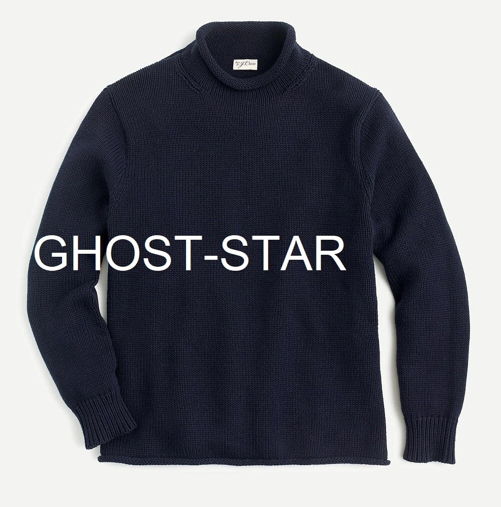 J.CREW sweater rollneck navy blue cotton chunky mock high
