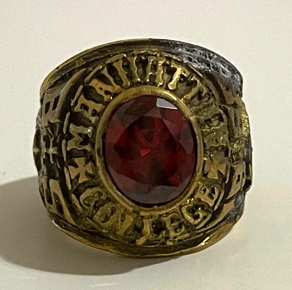 本日限定 1950s vintage college ring Vintage MANHATTAN COLLEGE BS Class Ring BSE 1968 RED Stone