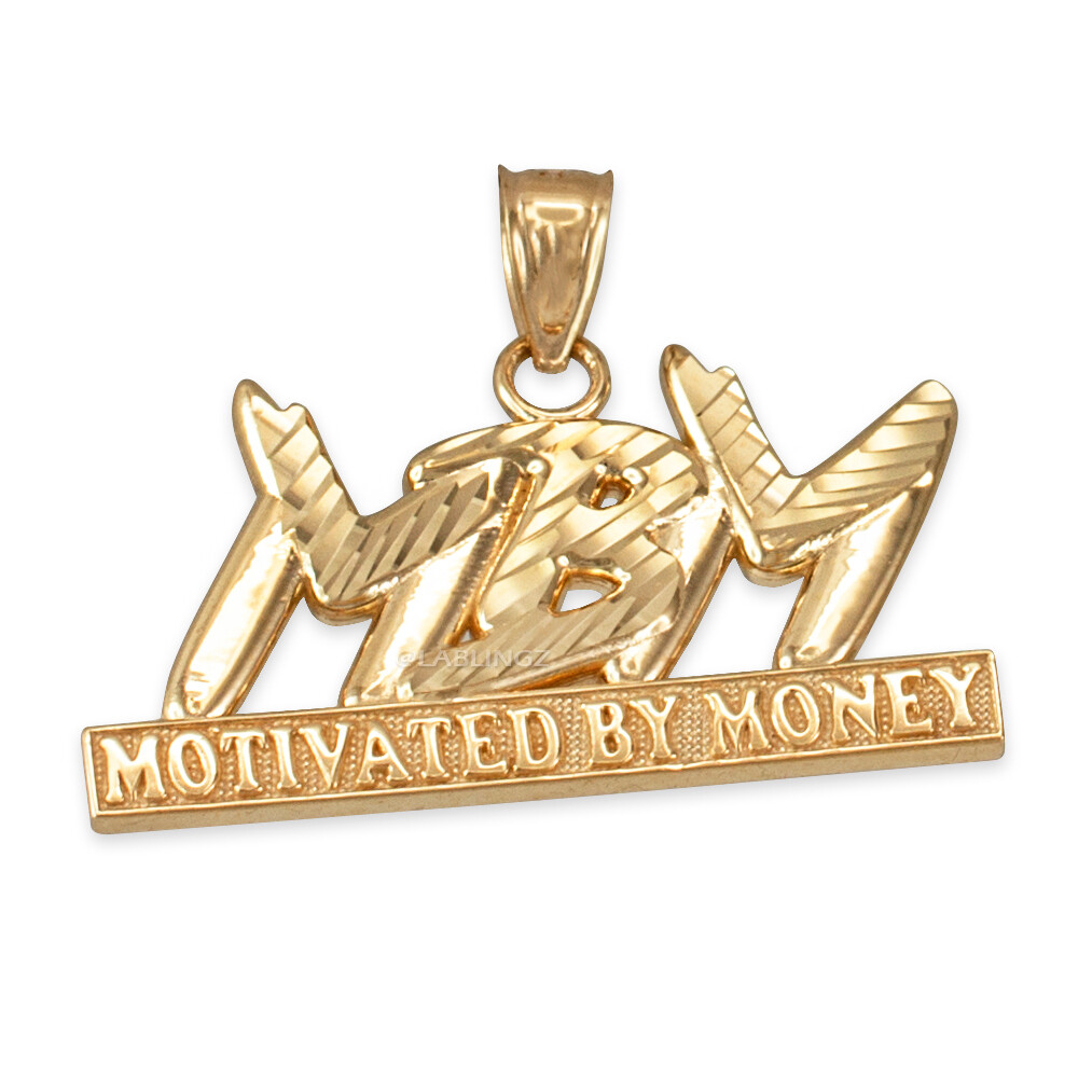 Pre-owned La Blingz Yellow Gold Mbm Motivated By Money Dc Pendant Necklace