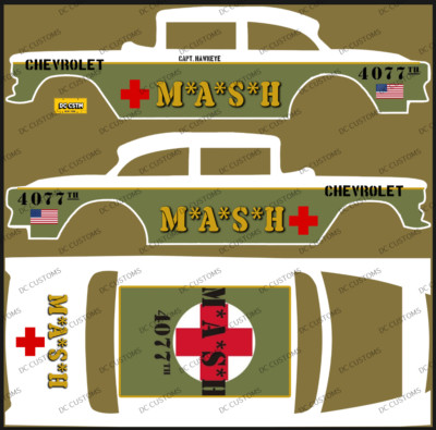 55 CHEVY GASSER (NON-WHITE TONER) DECALS M A S H
