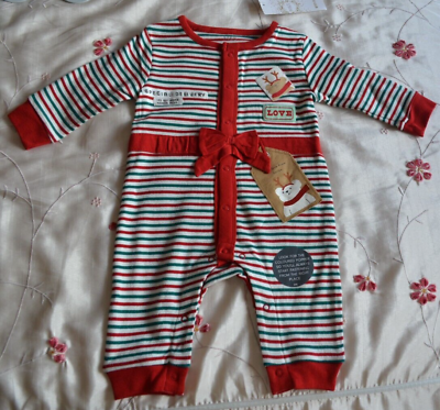 M S baby Christmas outfit footless all in one Baby grow Age 3 6 Months BNWT