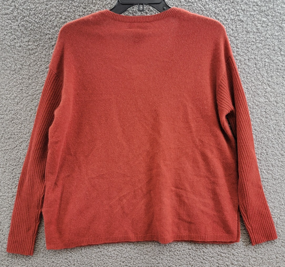C by Bloomingdale's Cashmere V-Neck Sweater Women's XS Dark Sienna Long Sleeves~ - Picture 10 of 14