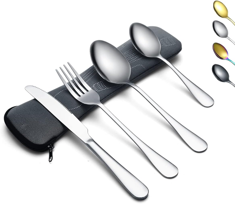 Portable Utensils, Travel Camping Cutlery Set, Stainless Steel Flatware Set Trav