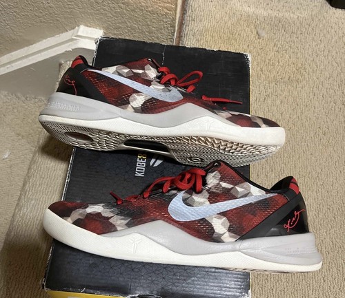Nike Men's Kobe VIII 8 System Milk Snake Red White Grey