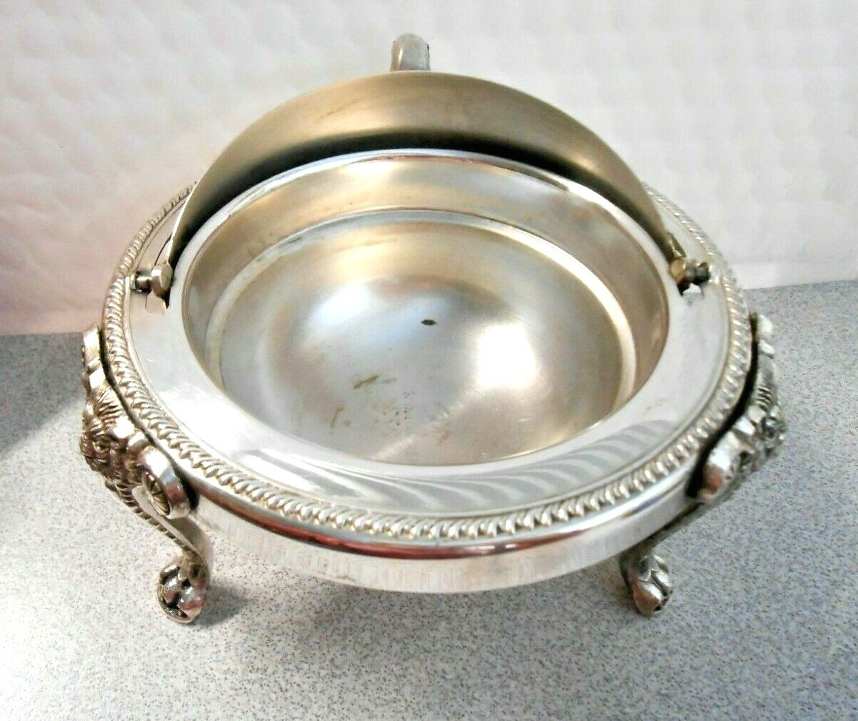 Vintage Metal Silverplate B ROGERS Roll Top BUTTER DISH Server 273 No Liner