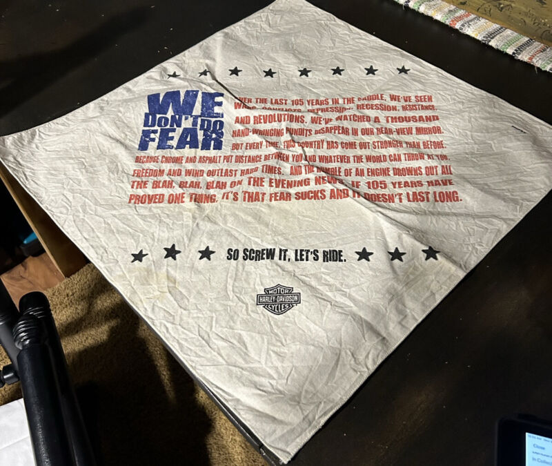 Harley Davidson Bandana - We Don’t Do FEAR  Screw It Let’s Ride From 2008 used
