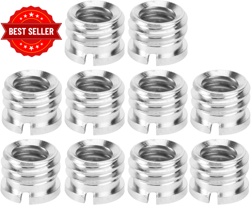 10Pcs Tripod Screw Adapter Bronze Convert 3/8"-16 Thread to 1/4"-20 Screw Compat