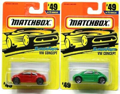 2 Matchbox SuperFast VW Concept #49 Lot of 2 Red&Green Bug Beetle New #D-41