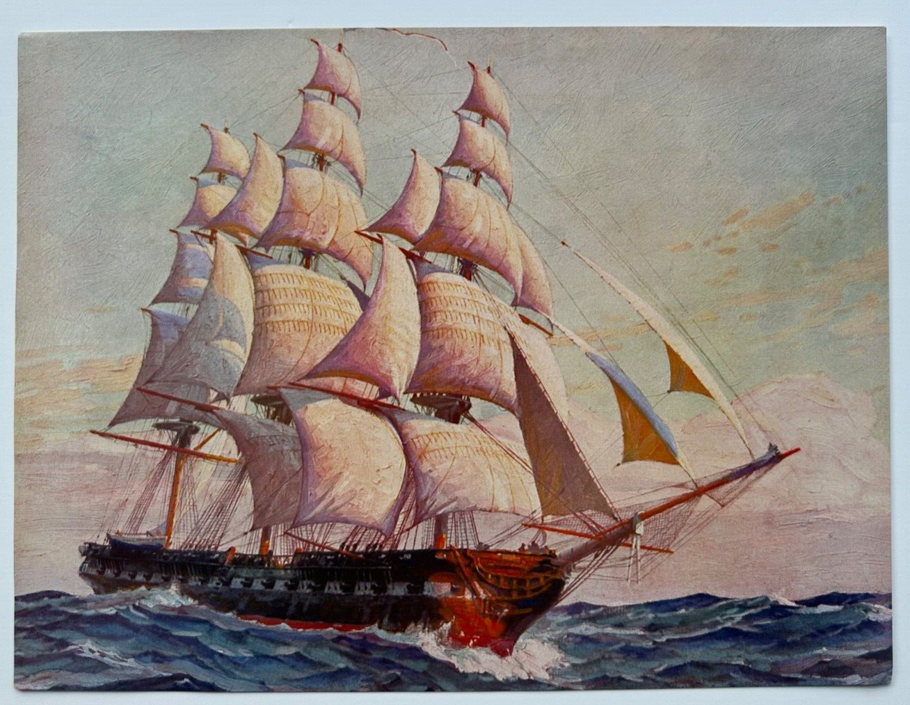 Vintage Nautical Sailing Ship Art Print Coastal Design Home Decor Ready to Frame