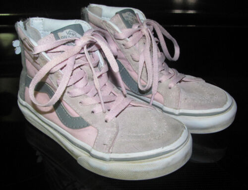 Vans of The Wall Girls Pink Gray High Top Sneakers Shoes Zipper Back Size 11 NWT