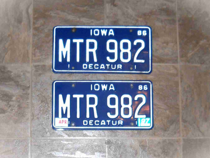 1986 Iowa License Plates - Pair - Decatur County - Others Available