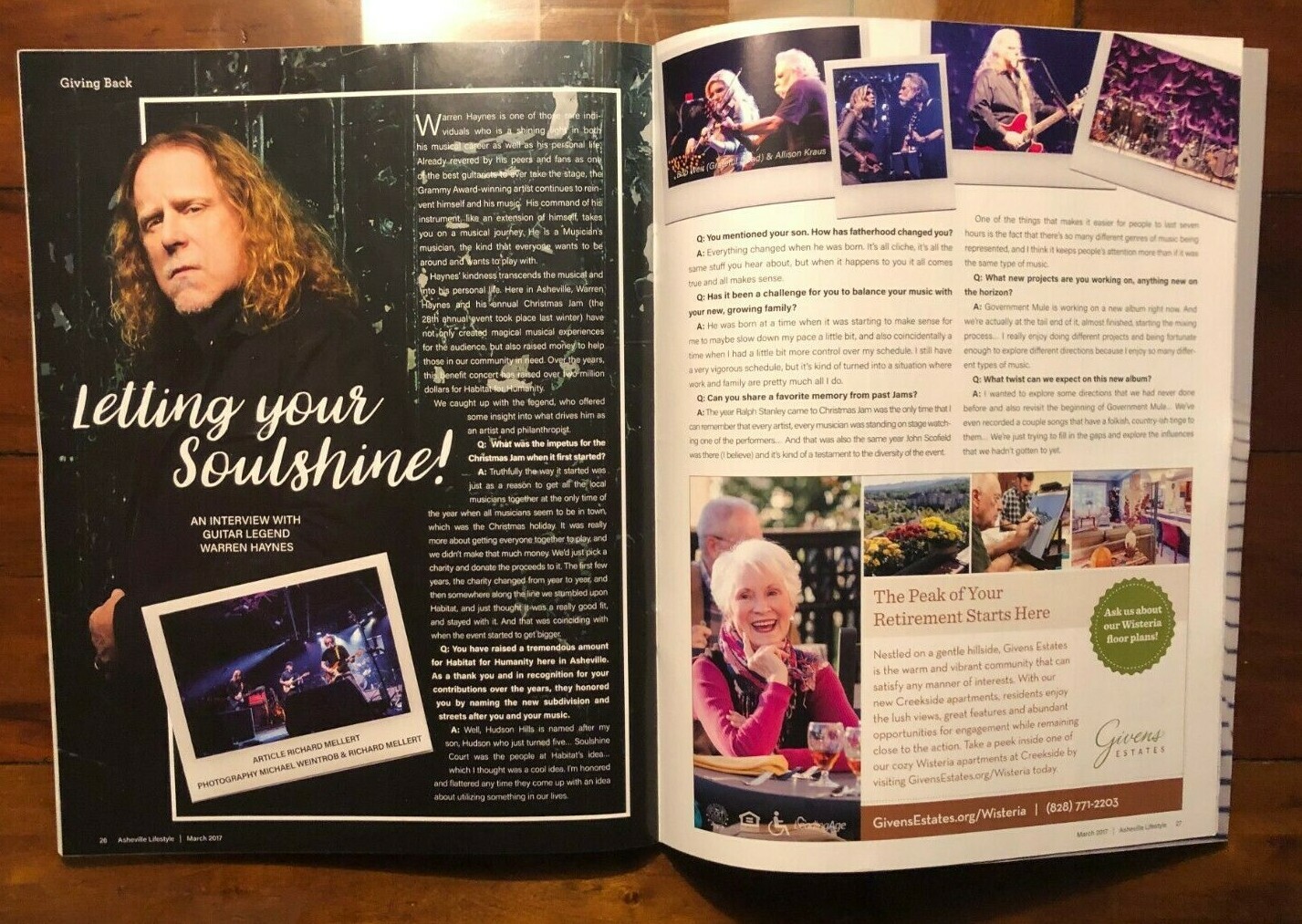 allman brothers  Warren Haynes Asheville Lifestyle  interview