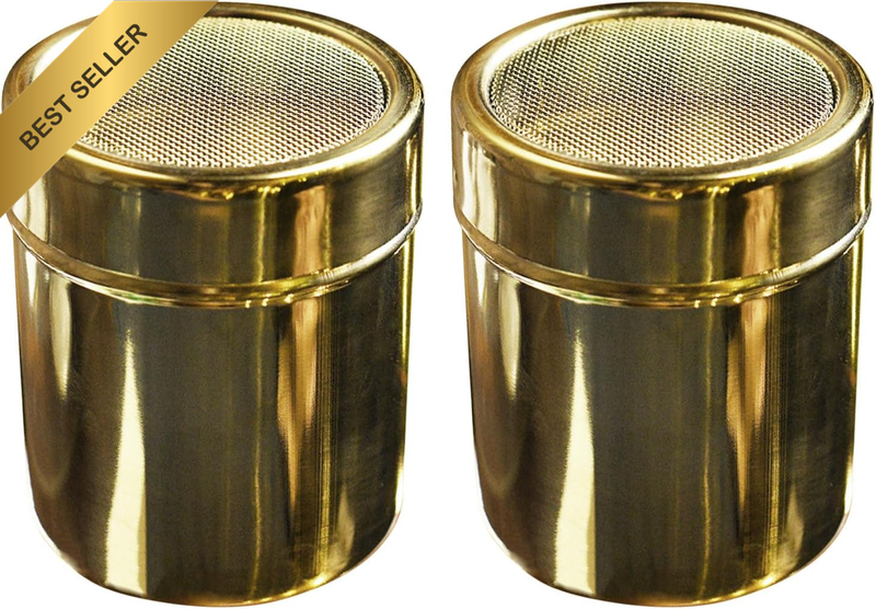 Powder Sugar Shaker, 2 Pcs Stainless Steel Fine Mesh Shaker Powder Cinnamon Suga