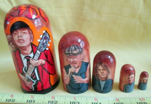 AC/DC Nesting Doll/Russia/5-pieces Set/~4.5" Tall/Wood/NEW!