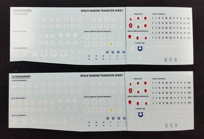 40K Indomitus Ultramarines Transfer 2 Sheets Decals Primaris Space Marines