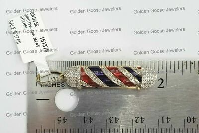 Pre-owned Gnd Atlanta Clearance Yellow Gold Diamond Barber Pole Hair Cutting Grind Pendant Charm Man In White