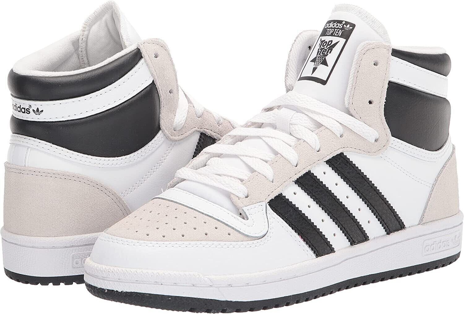 Adidas Men's Top Ten RB Hi 3-Stripe Shoes White Black Mens