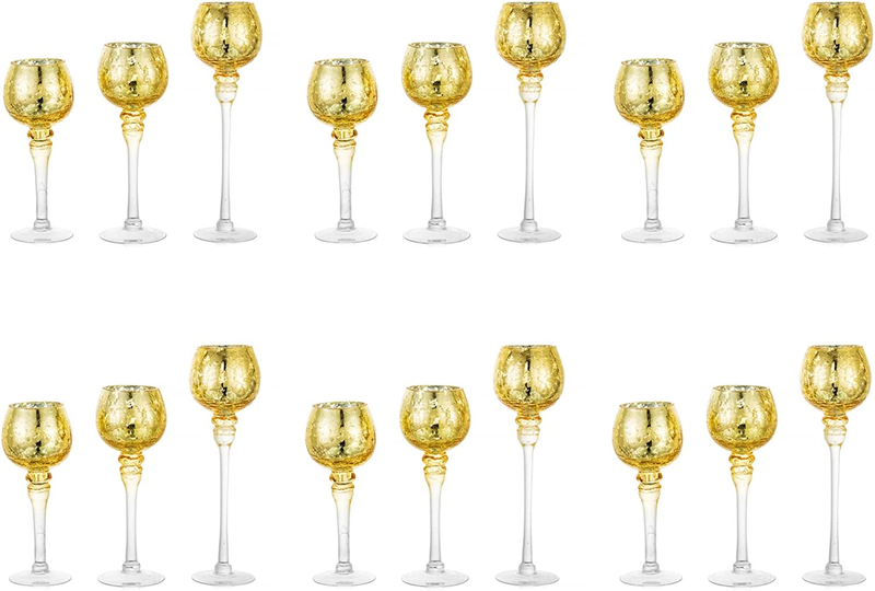 - Set Of 18 Tall Tea Lights Candle Holders, Gold C