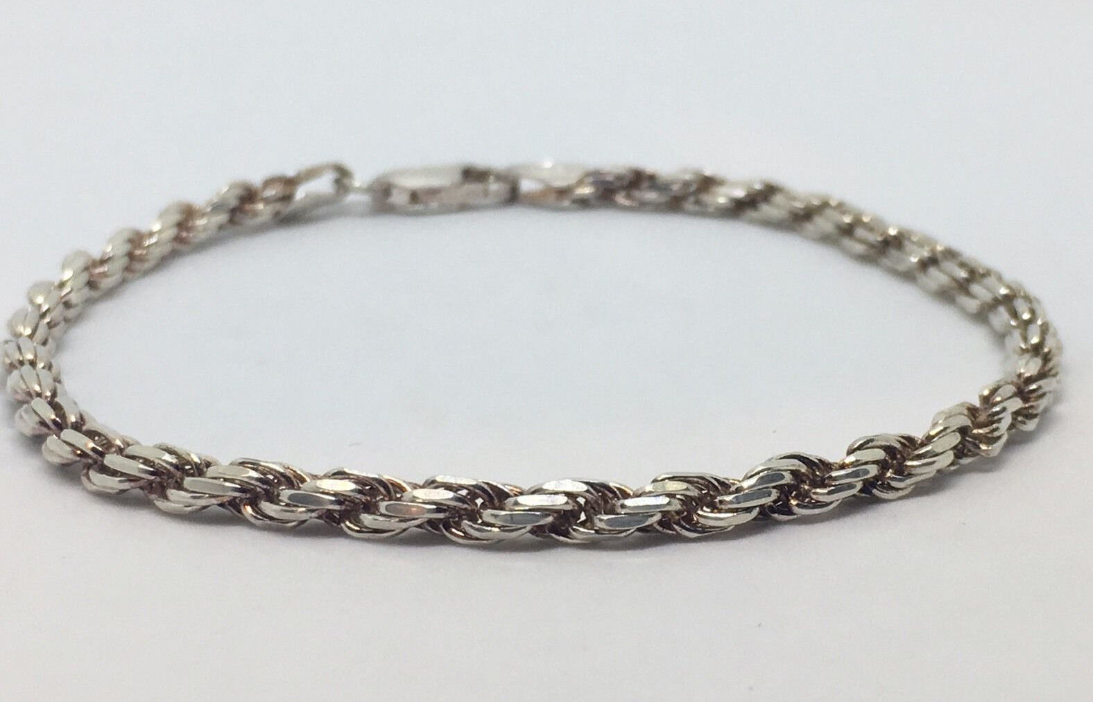 925 ITALY - STERLING SILVER - ROPE BRACELET - 2 MM, 14.5G - 8 925 ITALY - STERLING SILVER - ROPE BRACELET - 2 MM, 14.5G - 8