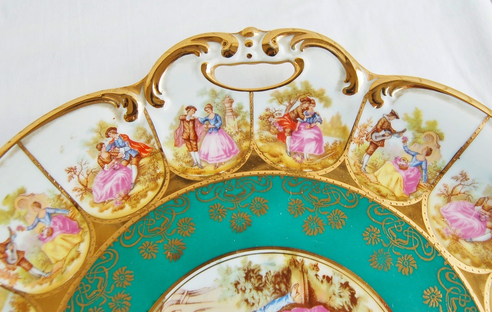 Dieux Carlsbad Platter with Handles Romantic scenes of Lovers in Courtship, 12
