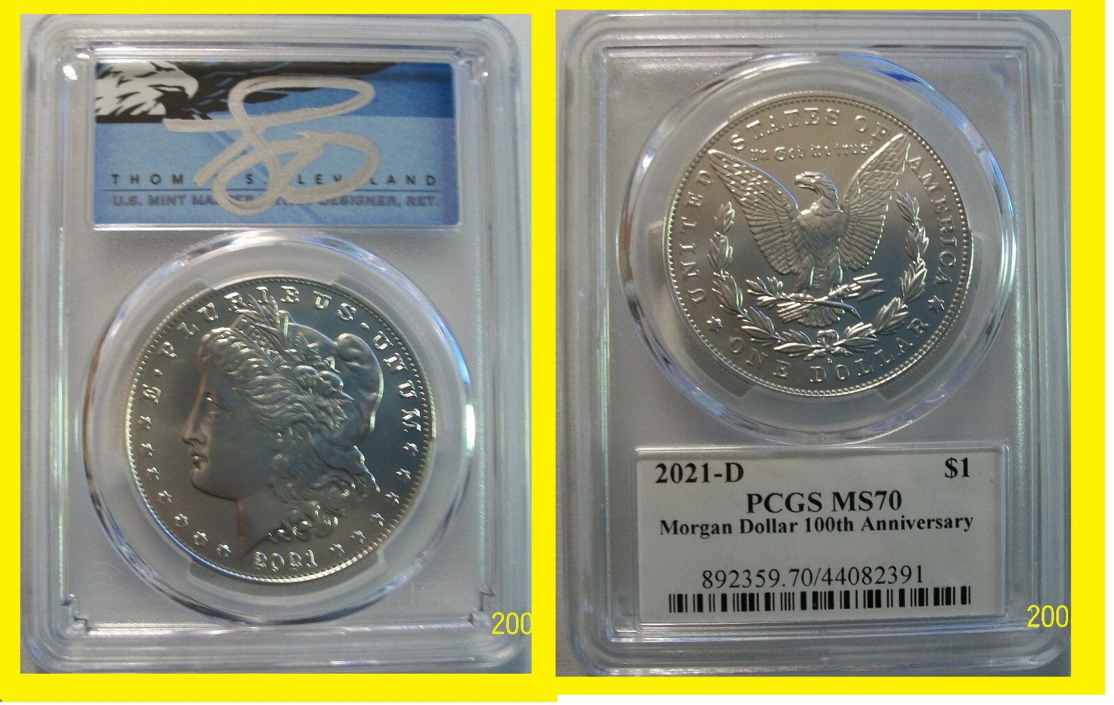 2021 D Morgan Dollar MS 70 PCGS 100th Anniversary Thomas