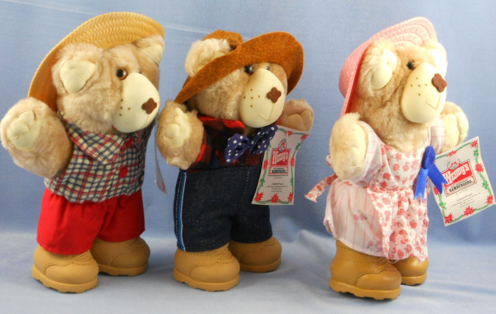 Lot of 3 1986 Wendys FURSKINS BEARS Boone Farrell Hattie w/ Tags- Original Bags