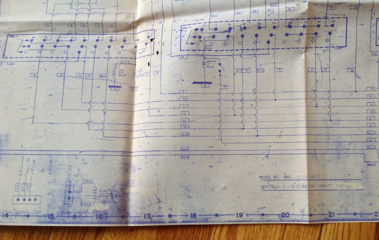 BALLY 831 Electro-Mechanical 3 LINE PAY Fruit Slot Machine SCHEMATICS + WIRING