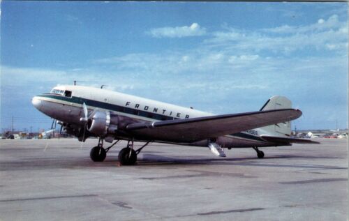 Frontier Airlines Vintage DC-3 Aircraft Airplane 216/500 Chrome Postcard 