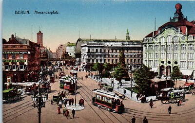 1910s Alexanderplatz Berlin Germany Streetcars Horse & Buggy Postcard