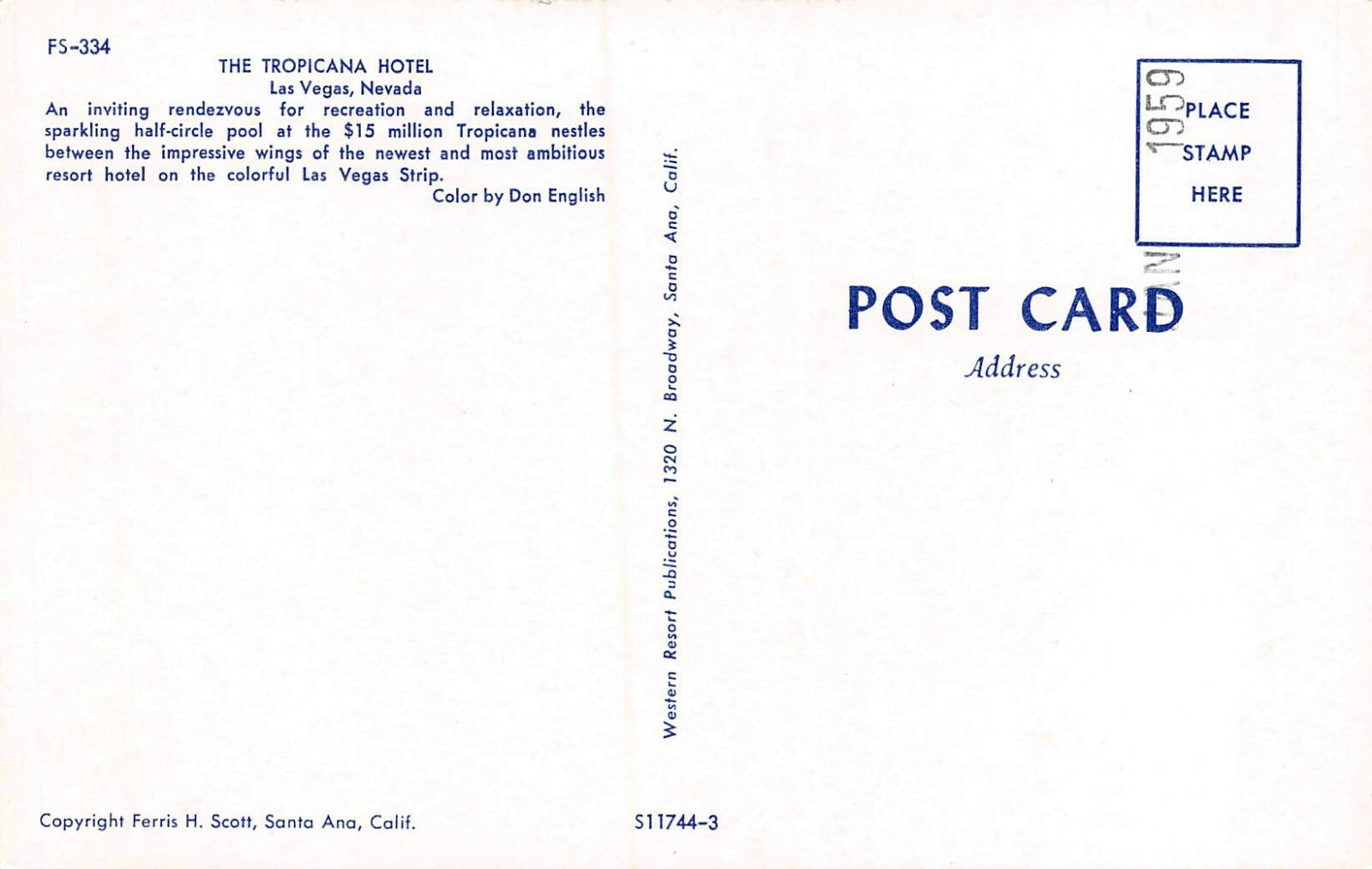 Greeting From The Tropicana Pool Scene Las Vegas,NV Vtg 1950's Chrome Postcard