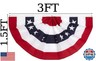 1.5x3 Ft Memorial Day Decorations 4th of July American flags Bunting Flags outdoor- Half Fan Banner Pleated Patriotic flag USA Flags 3-Pack
