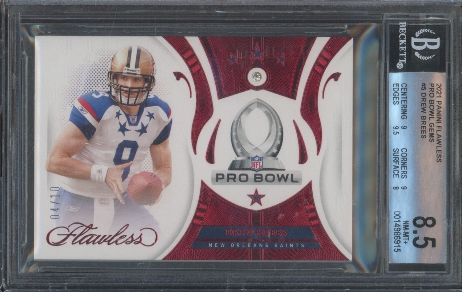 387 2021 Panini Flawless Pro Bowl Gems Diamond #5 Drew Brees 4/10 BGS 8.5