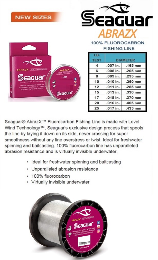 SEAGUAR ABRAZX 100 Fluorocarbon Fishing Line 15LB200YD FREE USA SHIP
