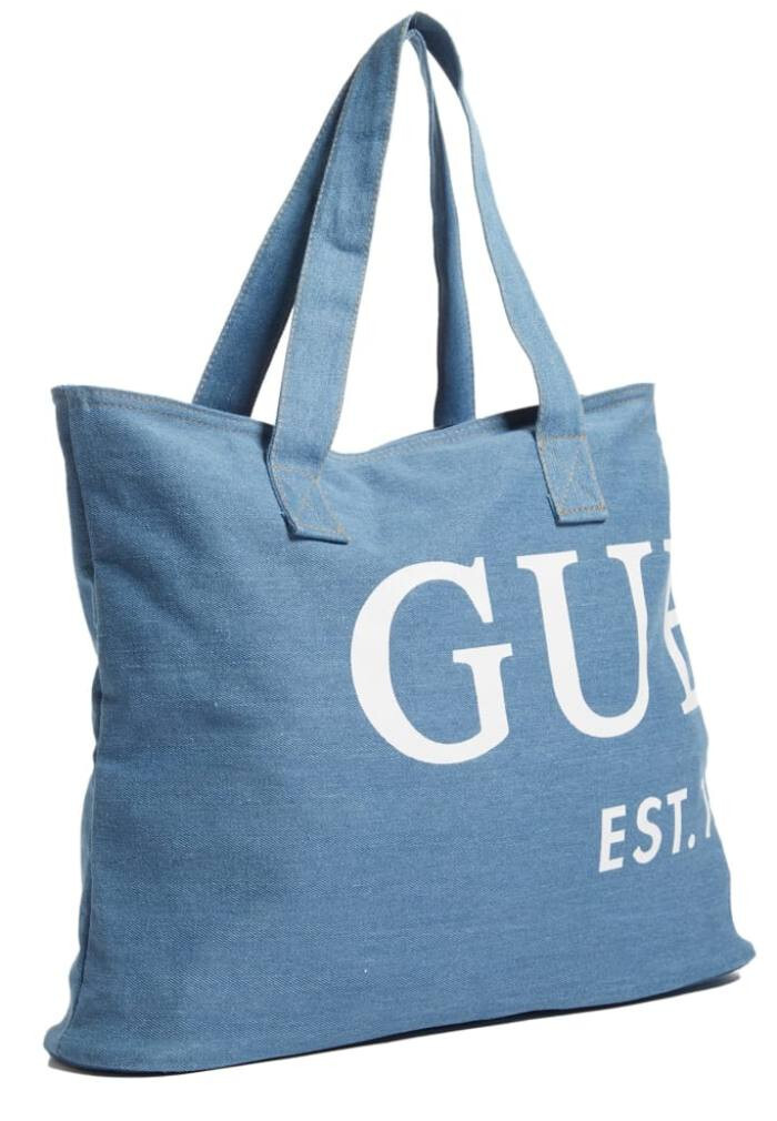 

НОВАЯ женская синяя джинсовая большая сумка на молнии с логотипом Guess Сумка-шоппер
