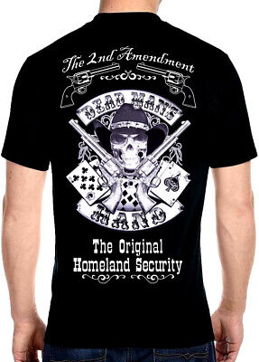 Mens Second Amendment Aces And Eights Mean Cowboy Biker Tee Shirt