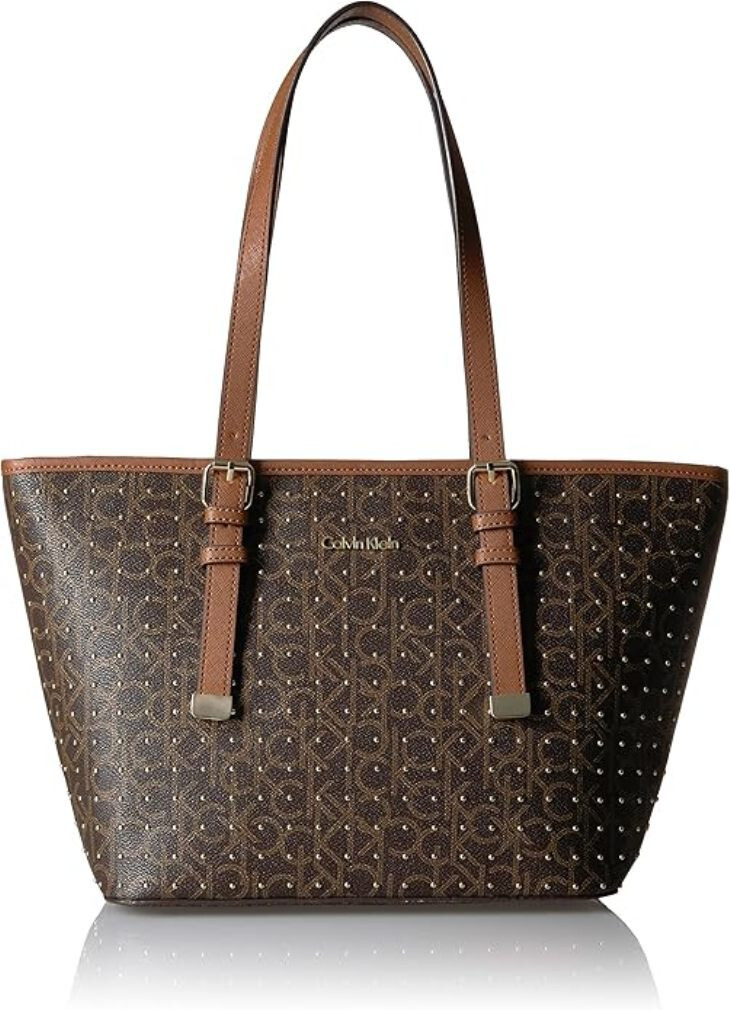 НОВАЯ женская сумка-тотализатор Calvin Klein Womens Brown с логотипом и принтом для покупателей, сумочка-кошелек