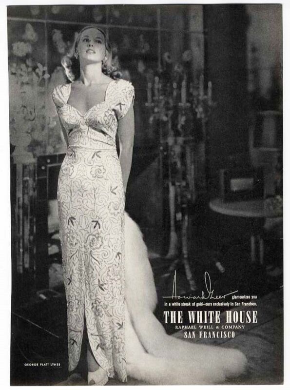 HOWARD GREER Fashion Ad 1946 WHITE HOUSE San Francisco GEORGE PLATT LYNES Photo
