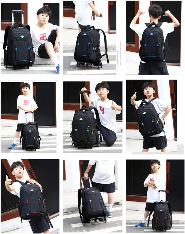 Rolling Backpack for Boys 18In Black Trolley Bags Wheeled Bag Kids' Carry-Ons Tr