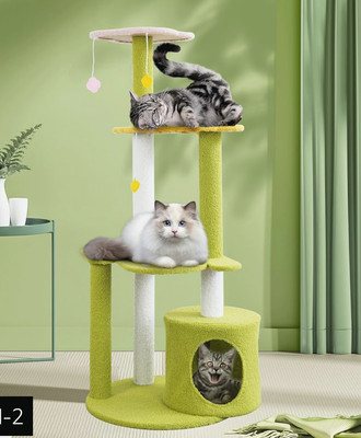 Cat Scratching Post - Cat Tree with Condo - 4 Levels with Hanging Toys