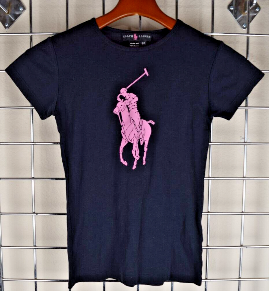 Ralph Lauren T-Shirt VTG 90s Black Hot Pink Polo Player Soft Ralph Lauren T-Shirt VTG 90s Black Hot Pink Polo Player Soft