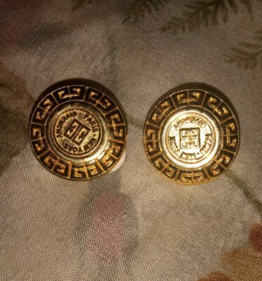 VTG 1980's Givenchy Paris New York Iconic LOGO GG Clip Earrings