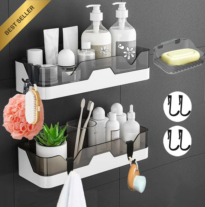 2 Pack Shower Caddy, Adhesive Shower Shelf,Drilling Free Shower Storage Rack,Wal