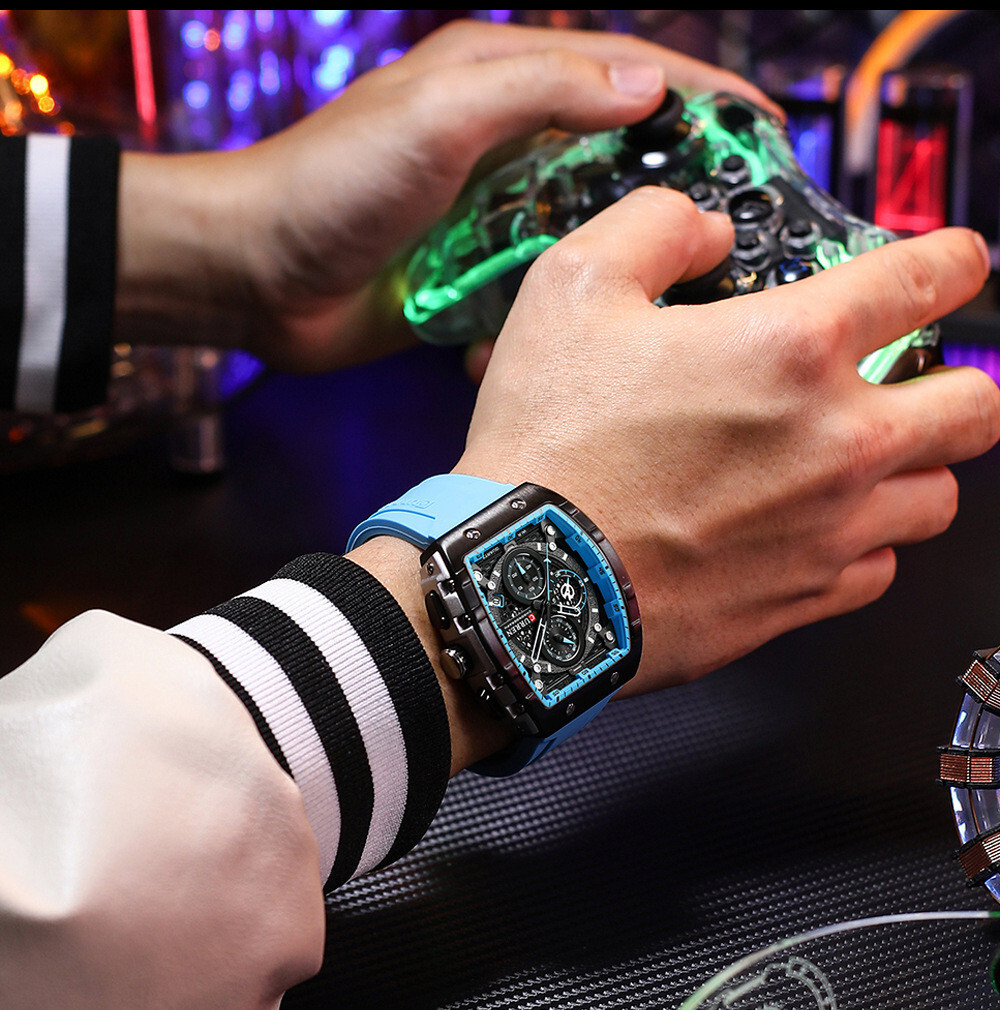 CURREN Men Rectangle Watch Fashion Chronograph Wristwatch Boy Girl Sport Watches