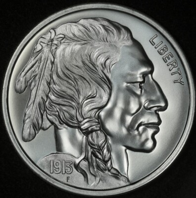 1913-D BUFFALO NICKEL 1oz .999 SILVER 39mm HIGH RELIEF TRIBUTE INTAGLIO MINT