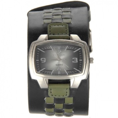 Montre Bracelet Cuir Large Noir De Marque Excellanc Montre Bracelet Cuir Large Noir De Marque Excellanc