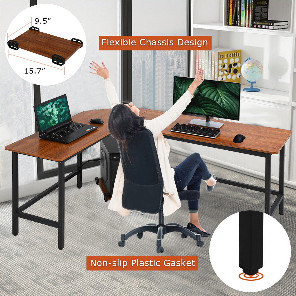 Computer Desk L shaped Desk PC Wood Home Large Work Space ...
