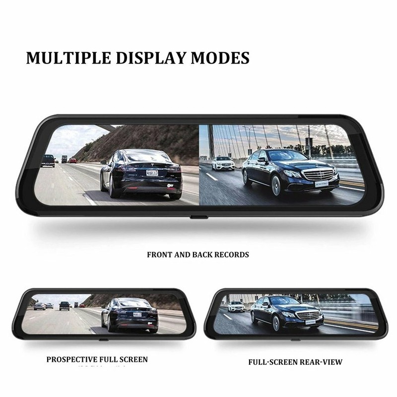 10/'/' Dual Lens FHD 1080P Dash Cam Car DVR Rearview Mirror Backup Camera