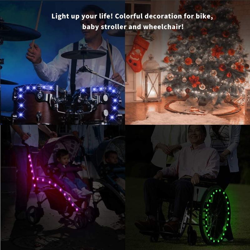 2 Tire Pack LED Bike Wheel Lights Ultra Bright Waterproof Bicycle Spoke Lights C